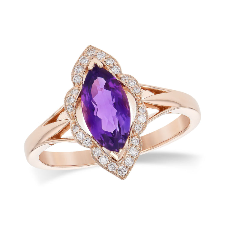 14KT Gold Ladies Amethyst Fashion Ring