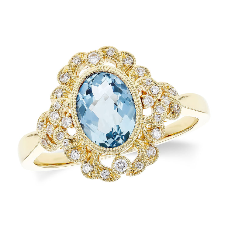 14KT Gold Ladies Aqua Fashion Ring