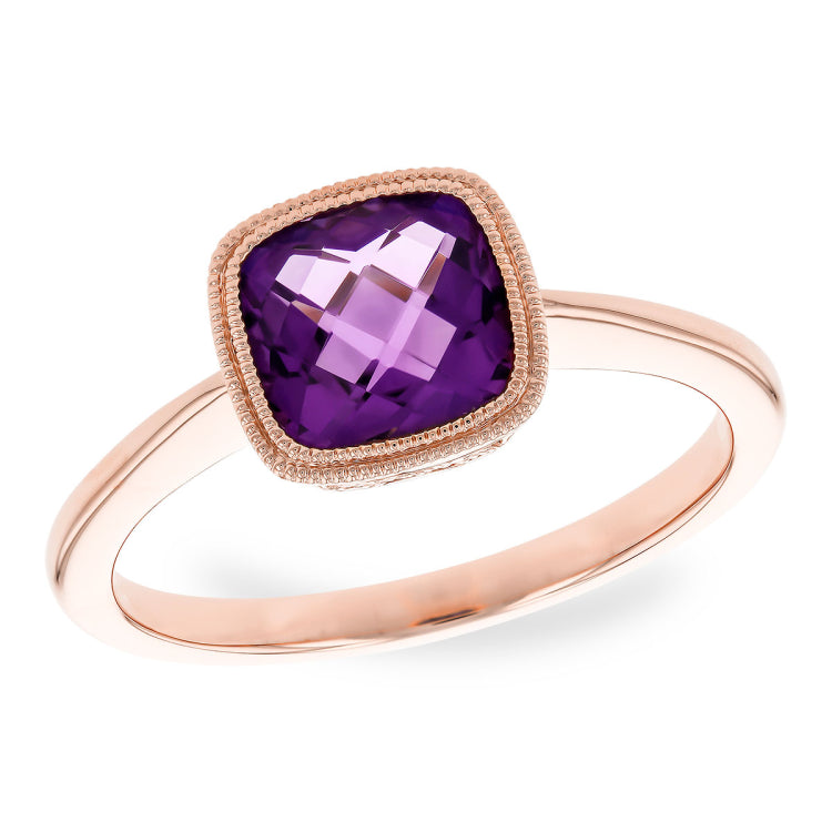 14KT Gold Ladies Amethyst Fashion Ring