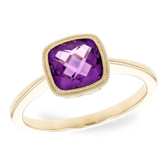 14KT Gold Ladies Amethyst Fashion Ring
