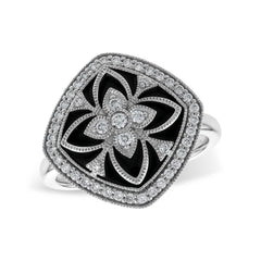14KT Gold Ladies Onyx & Diamond Fashion Ring