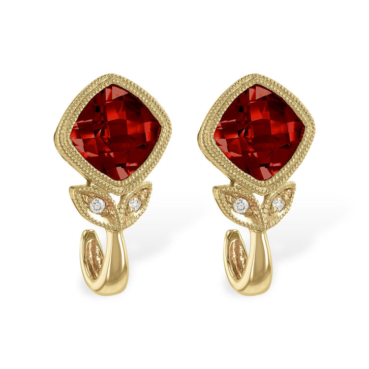 14KT Gold Garnet Earrings