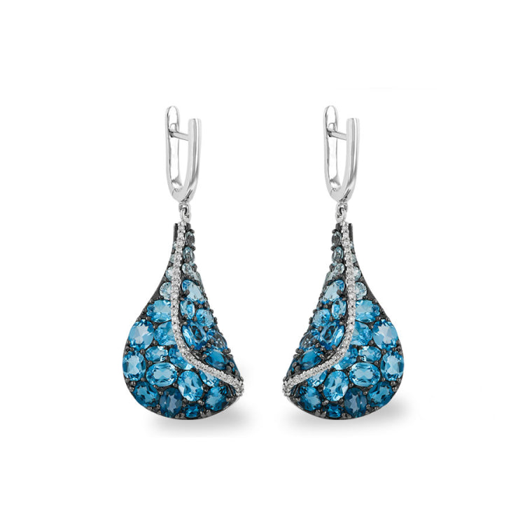 14KT Gold Blue Topaz Earrings