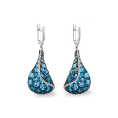 14KT Gold Blue Topaz Earrings