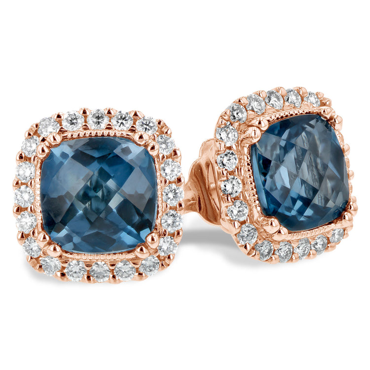 14KT Gold Blue Topaz Earrings