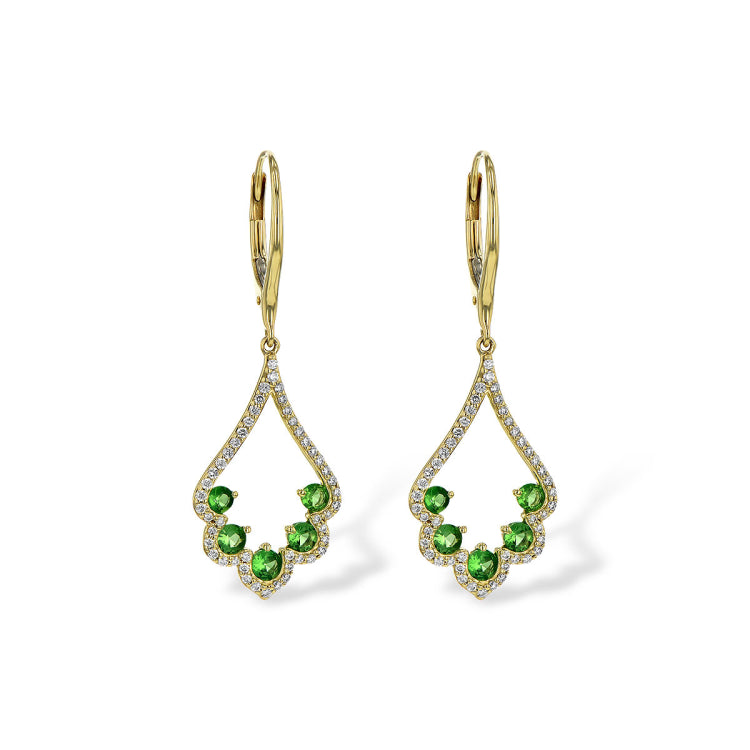 14KT Gold Green Garnet Earrings