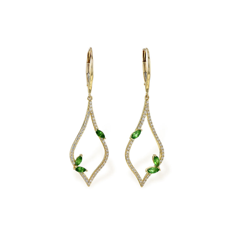 14KT Gold Green Garnet Earrings