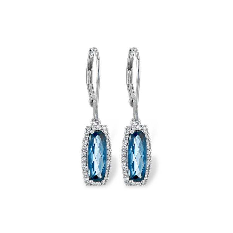 14KT Gold Blue Topaz Earrings