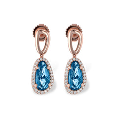 14KT Gold Blue Topaz Earrings