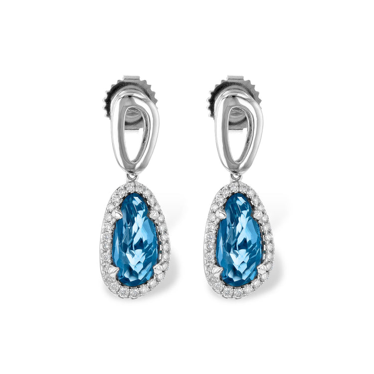 14KT Gold Blue Topaz Earrings
