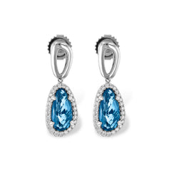 14KT Gold Blue Topaz Earrings