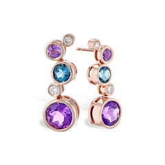 14KT Gold Amethyst & Blue Topaz Earrings