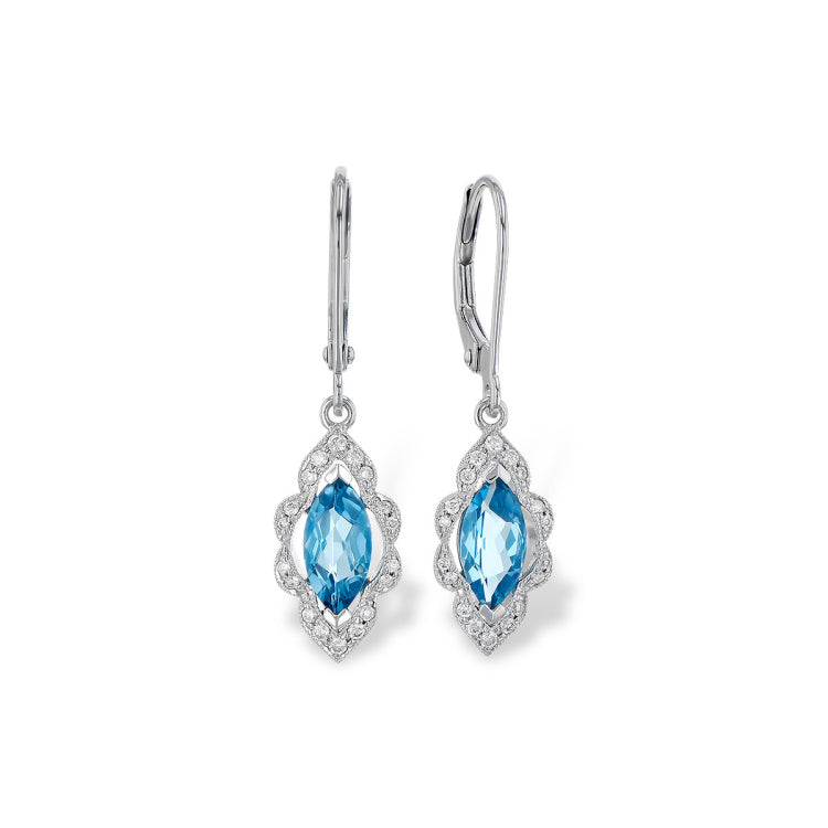 14KT Gold Blue Topaz Earrings