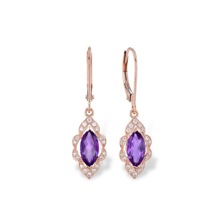 14KT Gold Amethyst Earrings