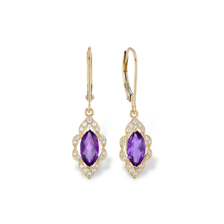 14KT Gold Amethyst Earrings