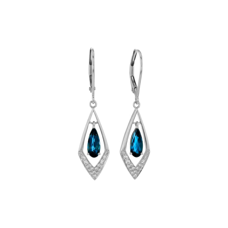 14KT Gold Blue Topaz Earrings