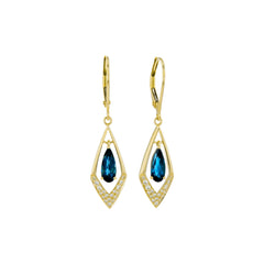 14KT Gold Blue Topaz Earrings
