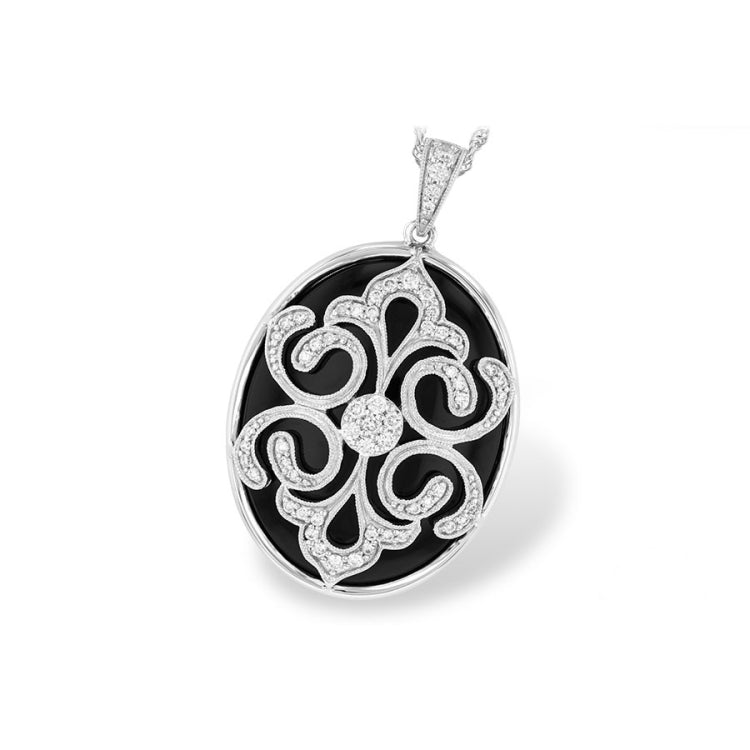 14KT Gold Onyx & Diamond Necklace