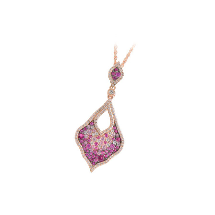 14KT Gold Pink Sapphire Necklace