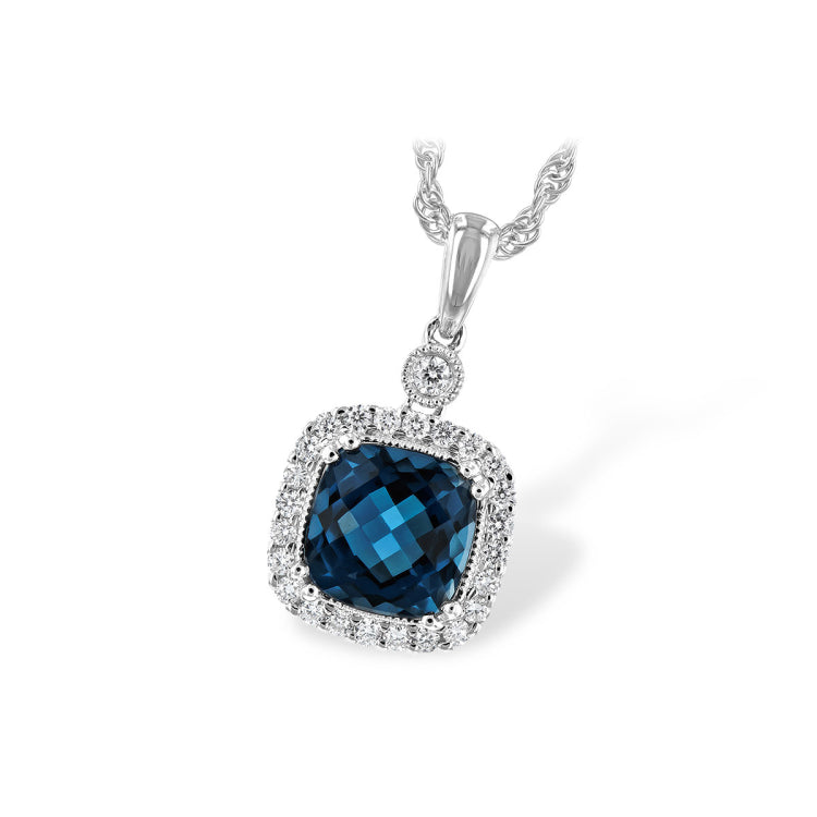 14KT Gold Blue Topaz Necklace