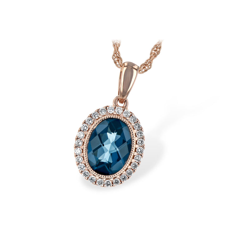 14KT Gold Blue Topaz Necklace
