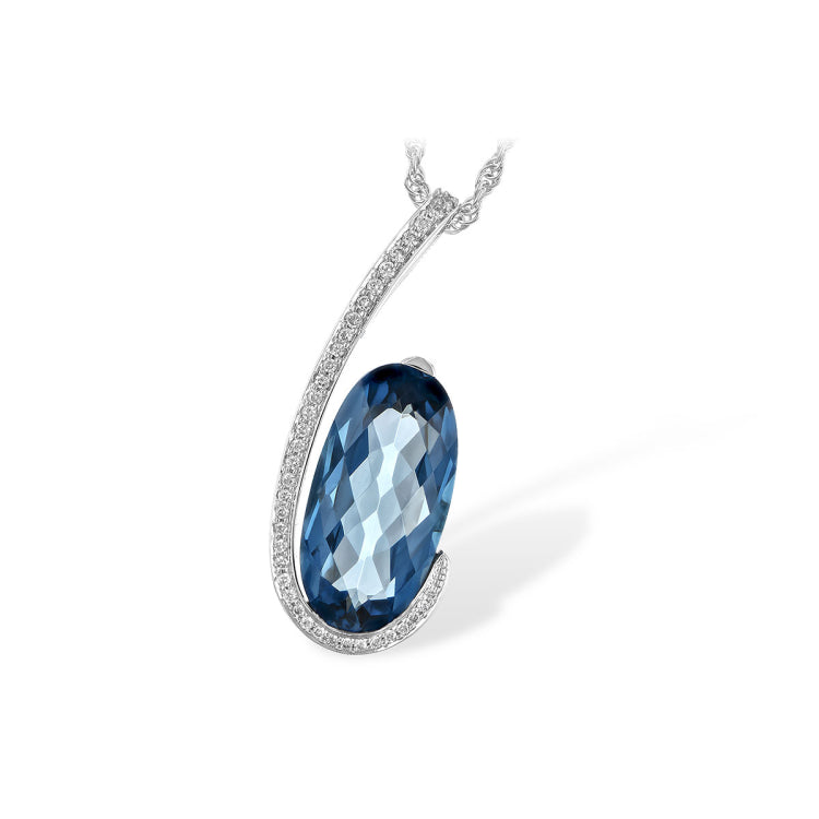 14KT Gold Blue Topaz Necklace
