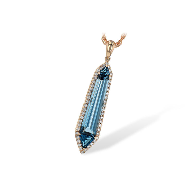 14KT Gold Blue Topaz Necklace