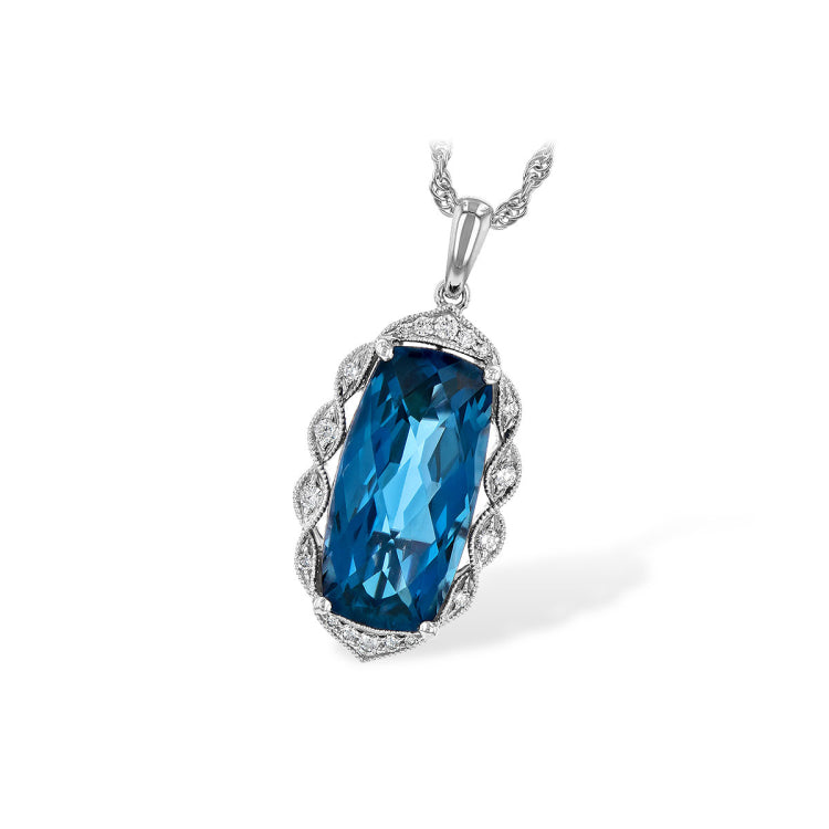 14KT Gold Blue Topaz Necklace