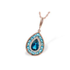 14KT Gold Blue Topaz Necklace