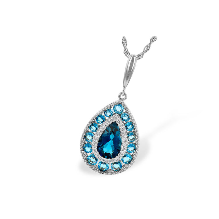 14KT Gold Blue Topaz Necklace