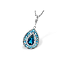 14KT Gold Blue Topaz Necklace