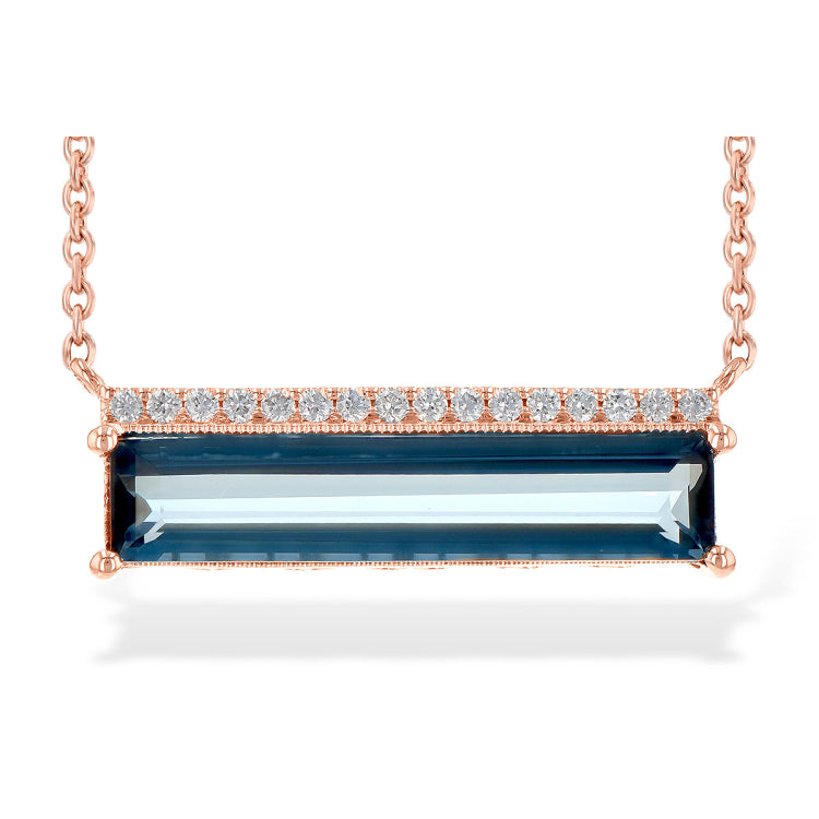 14KT Gold Blue Topaz Necklace