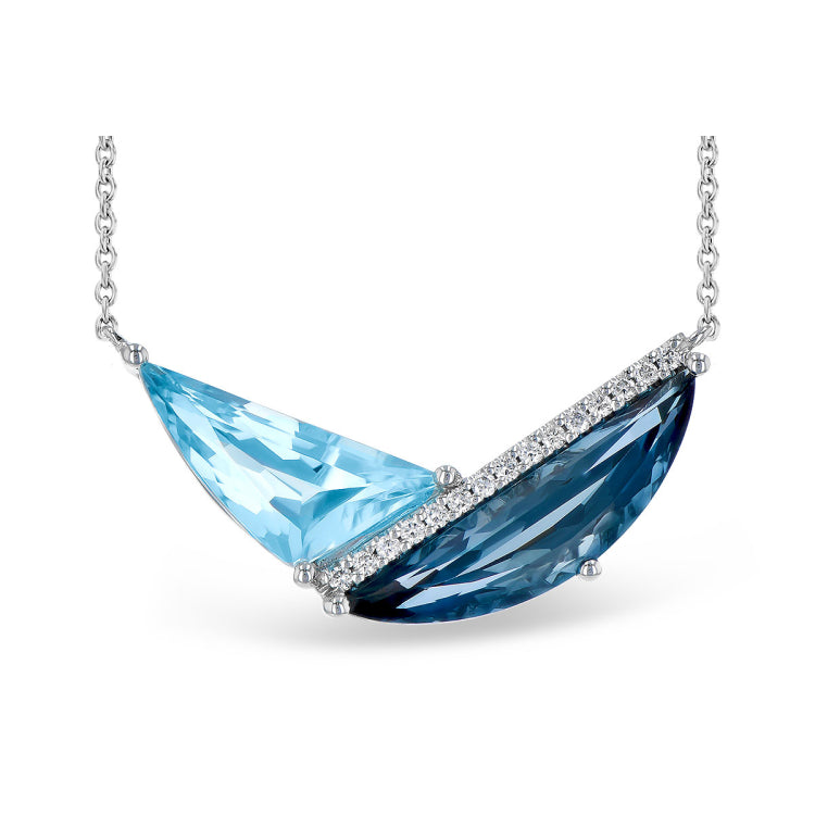 14KT Gold Blue Topaz Necklace