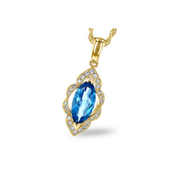 14KT Gold Blue Topaz Necklace