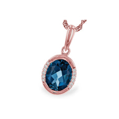 14KT Gold Blue Topaz Necklace
