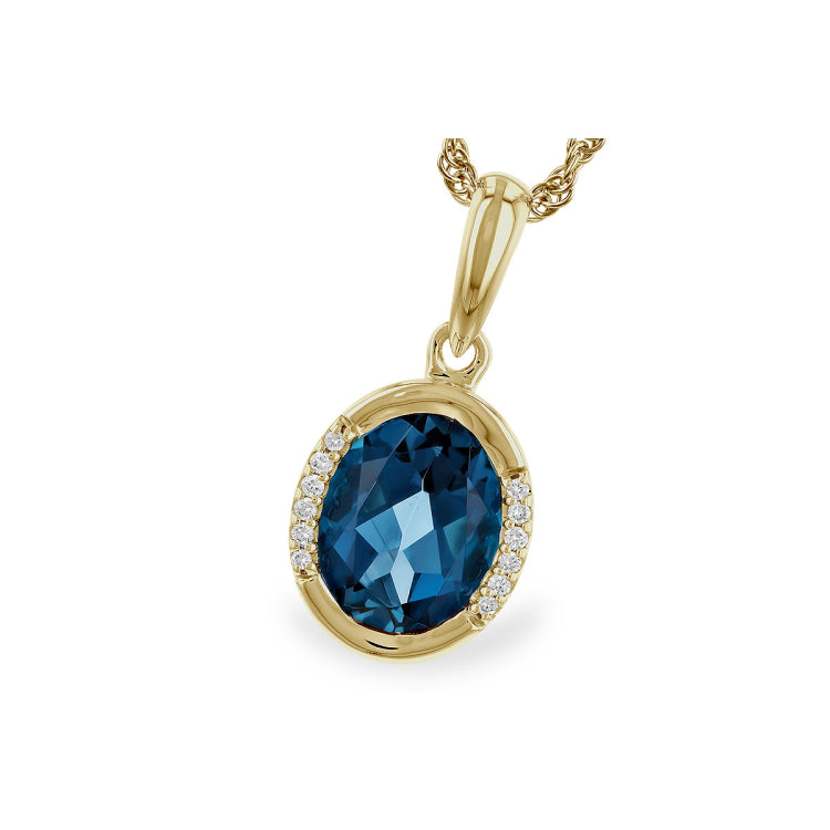 14KT Gold Blue Topaz Necklace