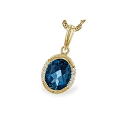 14KT Gold Blue Topaz Necklace
