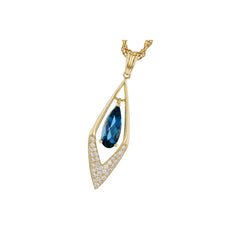 14KT Gold Blue Topaz Necklace