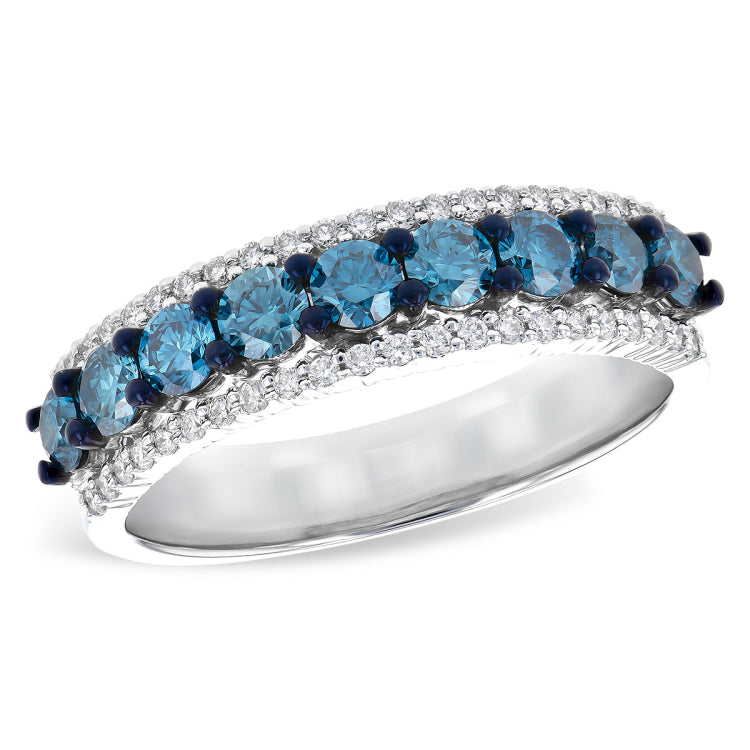 14KT Gold Ladies Blue Diamond Wedding Ring