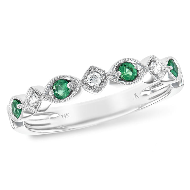 14KT Gold Ladies Emerald Wedding Ring