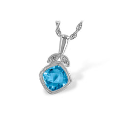 14KT Gold Blue Topaz Necklace