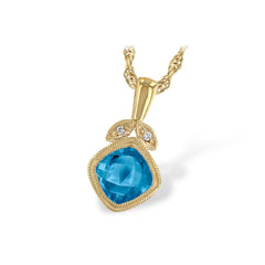 14KT Gold Blue Topaz Necklace