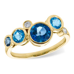 14KT Gold Ladies Blue Topaz Fashion Ring
