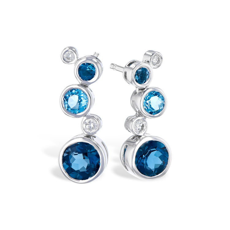 14KT Gold Blue Topaz Earrings