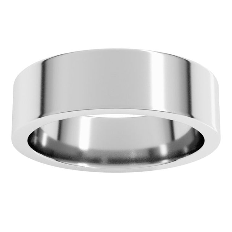 14K White Gold 6 mm Comfort-Fit Flat Band Size 8.5
