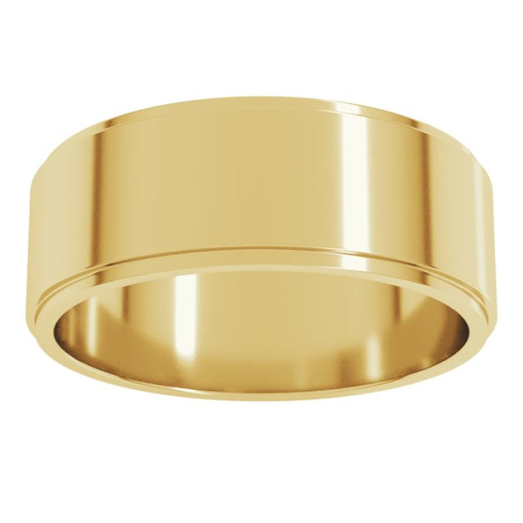 14K Yellow Gold 7 mm Stepped-Edge Flat Band Size 7.5