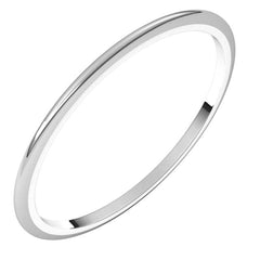 14K White Gold 1 mm Half Round Band Size 8