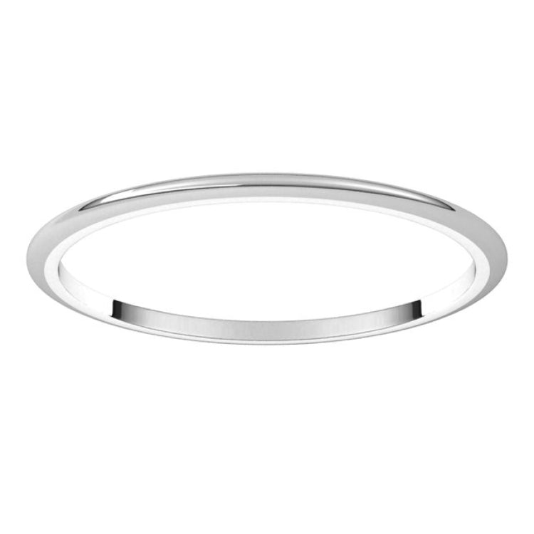 14K White Gold 1 mm Half Round Band Size 5