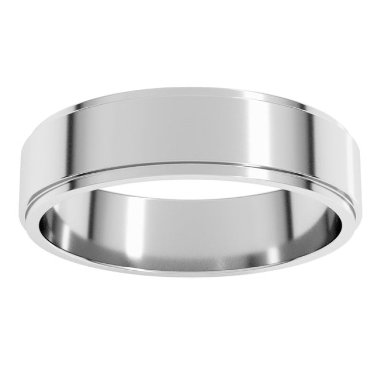 10K White Gold 5 mm Stepped-Edge Flat Band Size 9.5