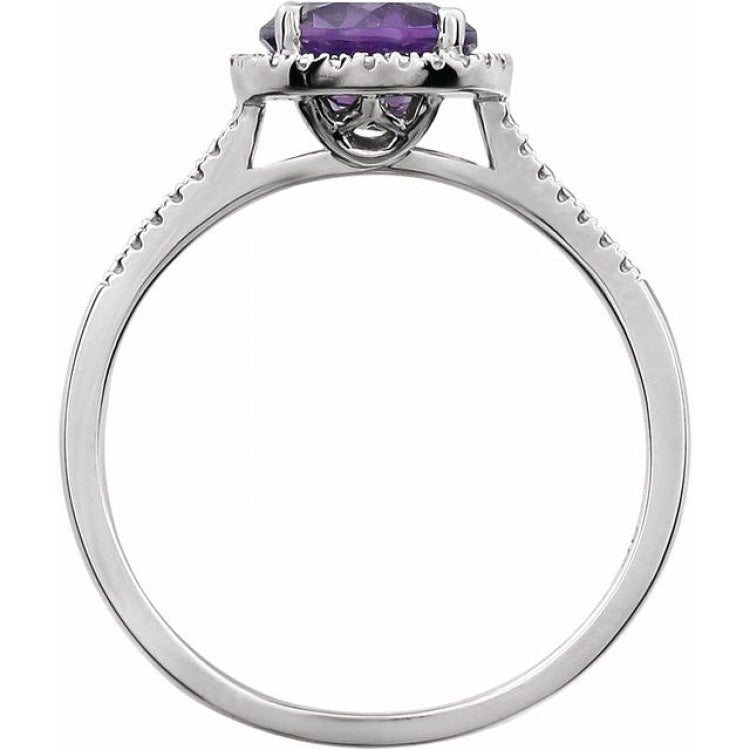 Sterling Silver Natural Amethyst & .01 CTW Natural Diamond Ring